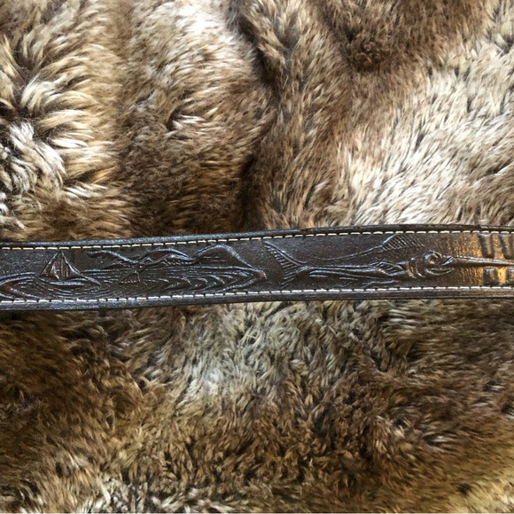 Embossed Hemingway Belt with sailfish & sailboats , beautiful look and feel - Picture 11 of 16